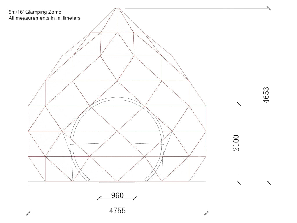 4-Season Glamping Zome 5M / White Light Frame